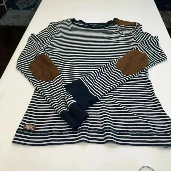 RALPH LAUREN Long Sleeve Women Shirt Elbow Patches Shoulder Zipper Size  Medium - Picture 2 of 10